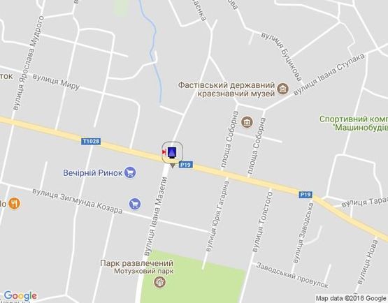 Схема рекламної площини за адресою г.Фастов, перекресток ул Соборная и Интернациональная