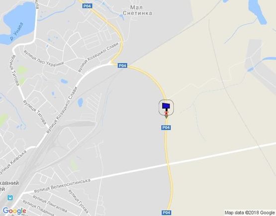 Схема рекламной плоскости по адресу г.Фастов Окружная дорога между ул.Великоснитынской и ул.Щербакова. 650 м от перекрестка с ул.Великоснитынской