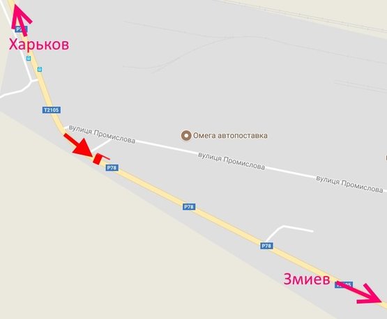 Схема рекламной плоскости по адресу пос. Васищево- в р-не ул Промышленная-возле Омега автопоставка-(в сторону Змиева )