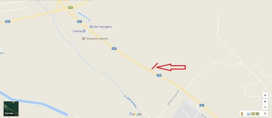 Схема рекламной плоскости по адресу Н-09 Мукачеве-Львів, км 435+600, ліворуч (с.Давидів, ТОВ Галсад)