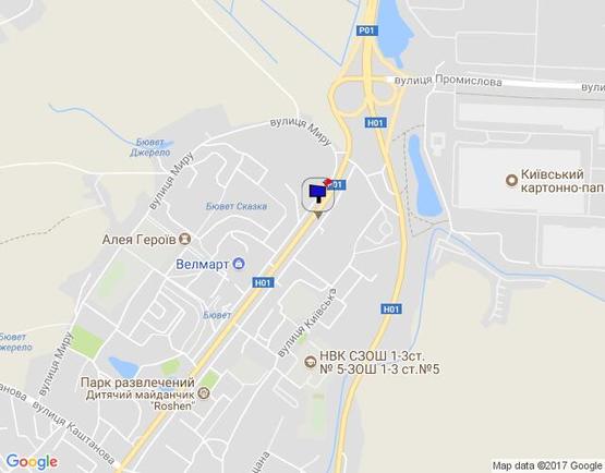 Схема рекламной плоскости по адресу м. Обухів, вул. Київська,168, біля ринку "Піщаний" та житлового комплексу "Нектарний"