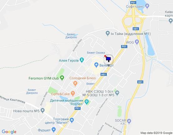 Схема рекламной плоскости по адресу м. Обухів, вул. Київська, 123, на свтлофорі