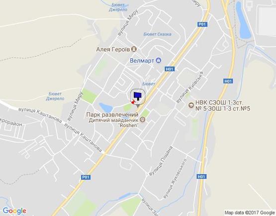 Схема рекламной плоскости по адресу м. Обухів, вул.Київська, 113-А, біля банку "Аваль"