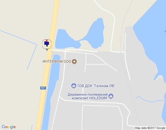 Схема рекламной плоскости по адресу км. 42+200 праворуч(Н-01 Київ-Знамянка) ;  На повороті до ТОВ Інтерфом