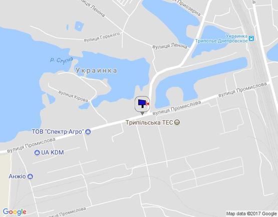 Схема рекламной плоскости по адресу Р-19 «Обухів-Українка», км. 4+240 ліворуч, навпроти центрального входу до Трипільскої ТЕЦ