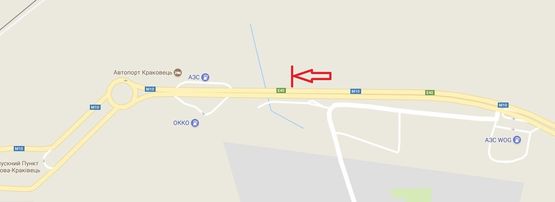 Схема рекламной плоскости по адресу М 10 Львів-Краківець, км 69+020, праворуч