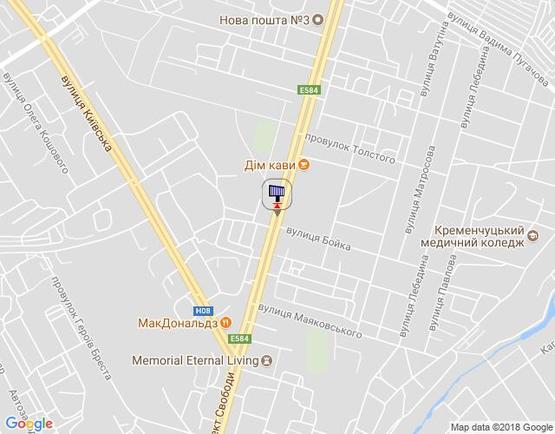 Схема рекламной плоскости по адресу просп. Свободы (ул.60л.Октября), 94/28, перекрёсток с ул. В.Бойка, направление из центра