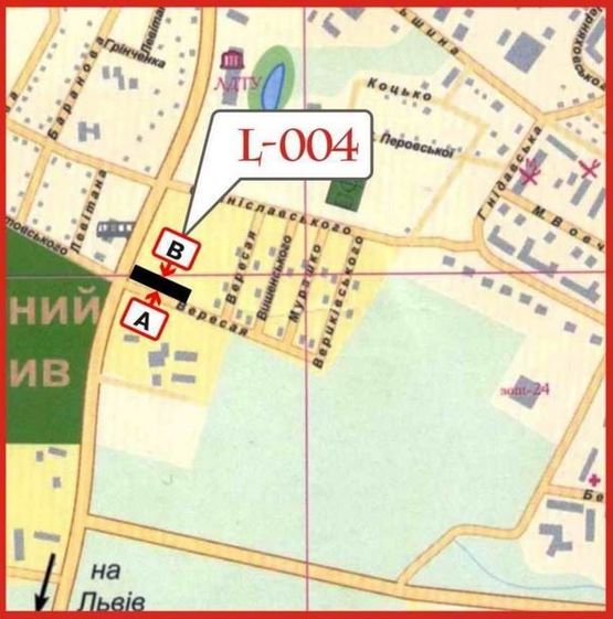 Схема рекламной плоскости по адресу вул. Львівська, 148 (вїзд в місто зі сторона Львова, біля АЗС)
