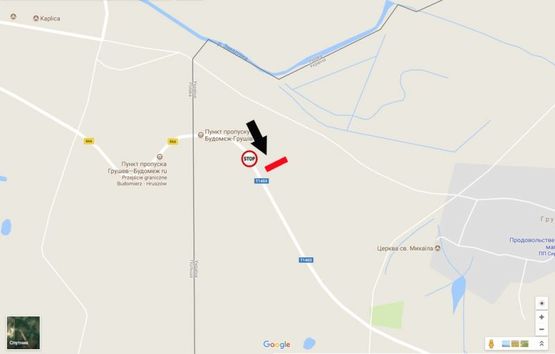 Схема рекламной плоскости по адресу Грушів кордон (праворуч) в' їзд з Польщі