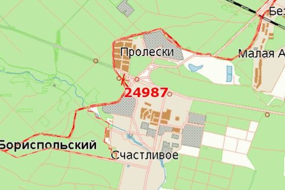 Схема рекламної площини за адресою Київ - Бориспіль, 12км+870м від Києва (№1 справа)  (в напр. Києва)