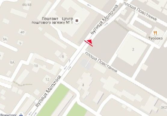 Схема рекламної площини за адресою Молочная ул. - Восстания пл., 2