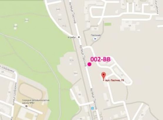 Схема рекламной плоскости по адресу вул. Пасічна, 79(Lv090)