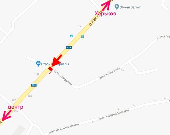 Схема рекламной плоскости по адресу Мерефа-ул. Днепровская-ул. Кобзаря-в центр