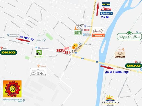 Схема рекламной плоскости по адресу Незалежності - Угорницька