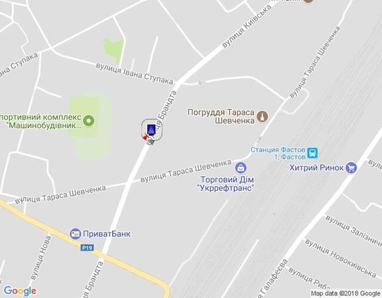 Схема рекламної площини за адресою г.Фастов, перекресток  ул.Орджоникидзе и Шевченко, 31