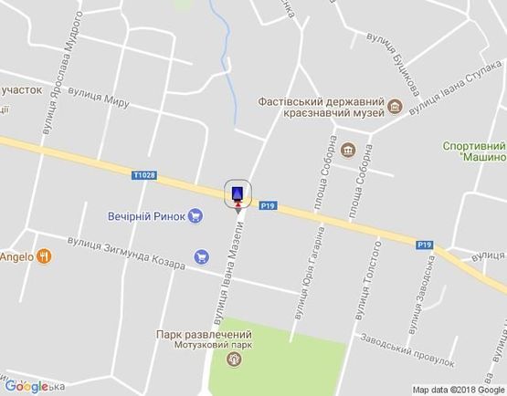 Схема рекламной плоскости по адресу г.Фастов, перекресток ул Соборная и Интернациональная