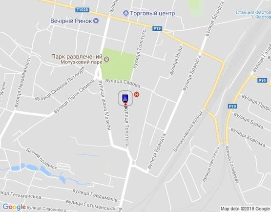 Схема рекламной плоскости по адресу г.Фастов, ул.Льва Толстого, 28, ЦРЛ