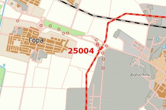 Схема рекламної площини за адресою Київ - Бориспіль, поворот до аеропорту "Бориспіль"  (поворот в на аеропорт "Бориспіль")