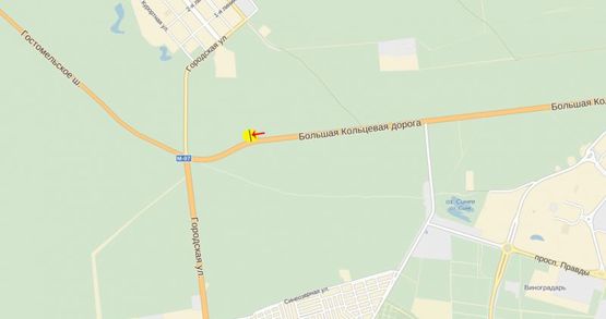 Схема рекламної площини за адресою Большая Кольцевая дорога 32, в сторону ул.Городской