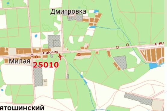 Схема рекламної площини за адресою Київ - Житомир, 09км+500м до Києва (в напр. Житомира)