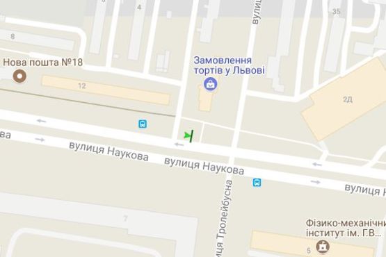 Схема рекламной плоскости по адресу Наукова вул. - Тролейбусна вул.