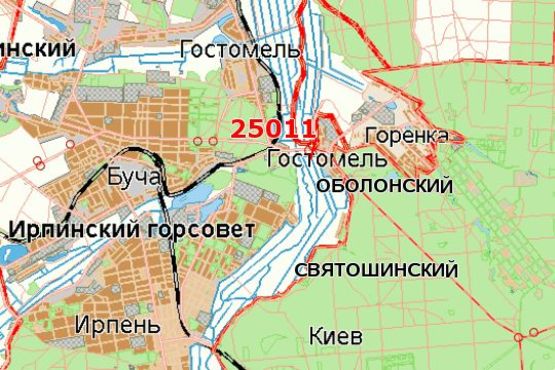 Схема рекламной плоскости по адресу Київ - Ковель, 10км+000м від Києва  (Гостомель) (в напр. Ирпеня)