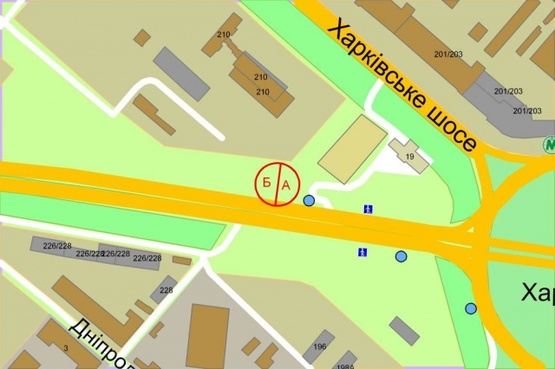 Схема рекламної площини за адресою Бажана проспект / Харьковская площадь (возле АЗС"ВР")