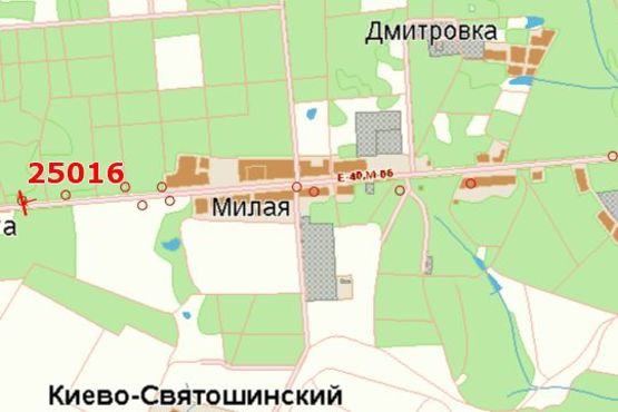 Схема рекламної площини за адресою Київ - Житомир, 13км+950м від Києва (в напр. Житомира)