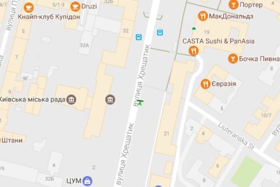 Схема рекламной плоскости по адресу Хрещатик вул., 21 (магазин "Діамант") (№1)