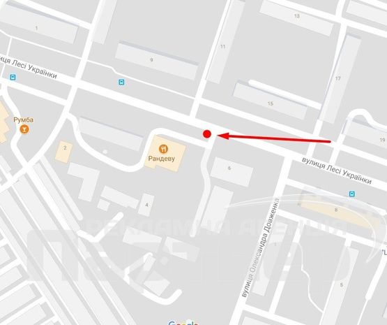 Схема рекламної площини за адресою Л. Українки
