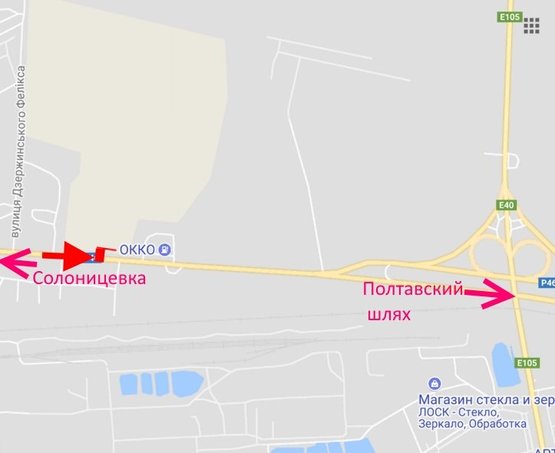 Схема рекламної площини за адресою ул.Залютинская -возле АЗС ОККО-2- въезд в город со ст. Солоницевки