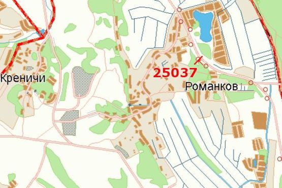Схема рекламной плоскости по адресу Київ - Обухів, 14км + 700м від Києва (в напр. Києва)