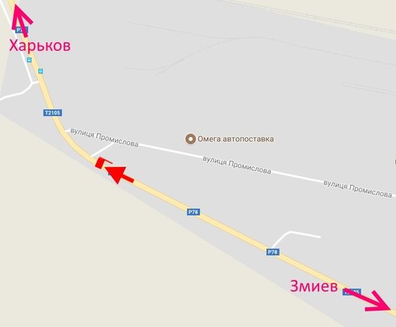 Схема рекламної площини за адресою пос. Васищево- в р-не ул Промышленная-возле Омега автопоставка-(въезд в город)