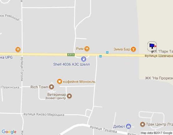 Схема рекламної площини за адресою м. Буча, траса М07, км 25+650 право, вул. Шевченка, 250 м до АЗК "Shell", АЗК "UPG"