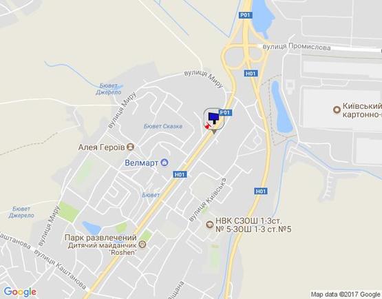 Схема рекламной плоскости по адресу м. Обухів, вул. Київська,168, біля ринку "Піщаний" та житлового комплексу "Нектарний"