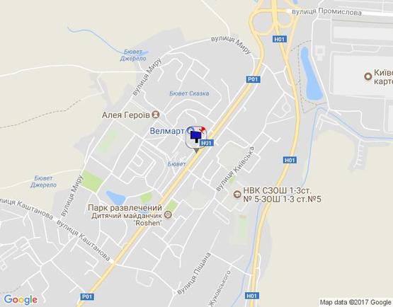 Схема рекламной плоскости по адресу м. Обухів, вул..Київська, 117,  (за автозупинкою  "Піщана", в центр)