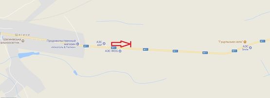 Схема рекламной плоскости по адресу М 11 Львів-Шегині, км 76+900, ліворуч