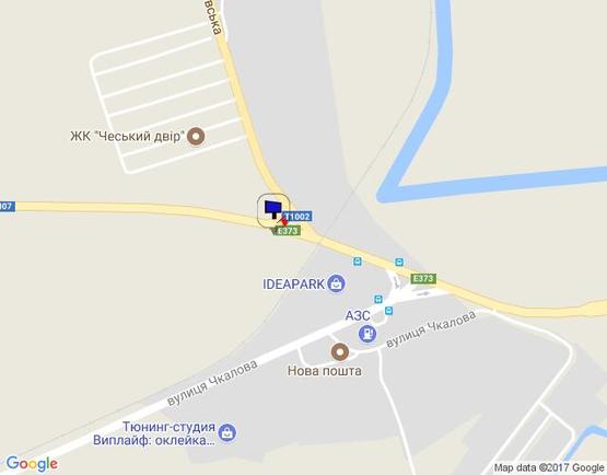 Схема рекламной плоскости по адресу м. Ірпінь, трасса М-07, км 23+875 ліво, вул. Свято-Покровська, 24А