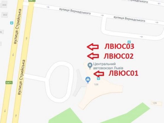 Схема рекламної площини за адресою вул. Стрийська 109 , автовокзал