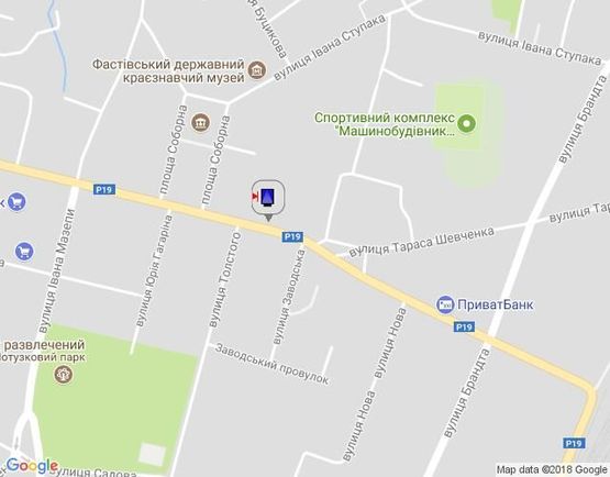 Схема рекламної площини за адресою г.Фастов,  перекресток ул.Льва Толстого и Соборной, 18