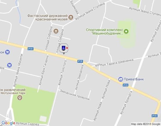 Схема рекламной плоскости по адресу г.Фастов, перекресток ул.Льва Толстого и Соборной, 18