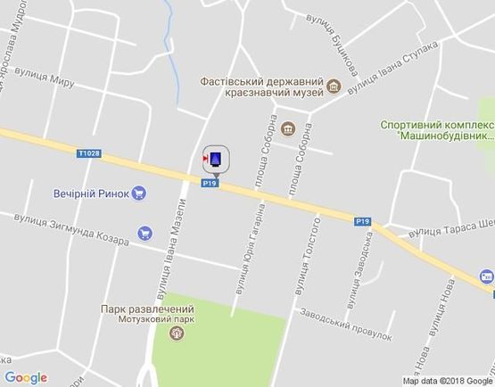 Схема рекламной плоскости по адресу г.Фастов, перекресток ул. Интернациональной и ул. Соборной