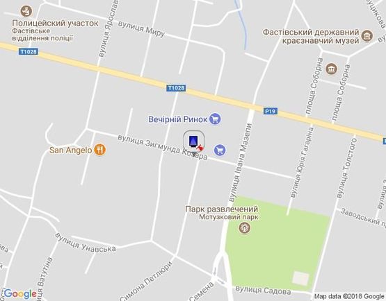 Схема рекламної площини за адресою г.Фастов, ул.1-го Травня, торговий центр м-н Фуршет Ельдорадо