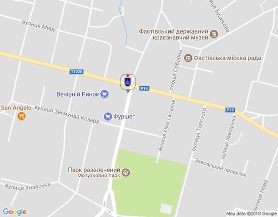 Схема рекламної площини за адресою г.Фастов, перекресток ул Соборная и Интернациональная