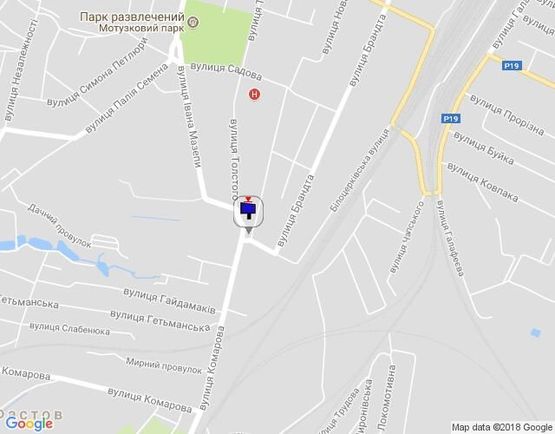 Схема рекламной плоскости по адресу перекресток ул. Толстого, ул. Комарова, ул. Г.Сталинграда, центральная клиника (клумба)