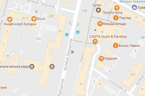 Схема рекламной плоскости по адресу Хрещатик вул., 21 (магазин "Перлина") (№1)