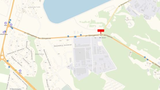 Схема рекламной плоскости по адресу Поворот на ул. Шолуденко с ул. Межигорской, в сторону трассы Р-02 "Киев-Овруч", справа