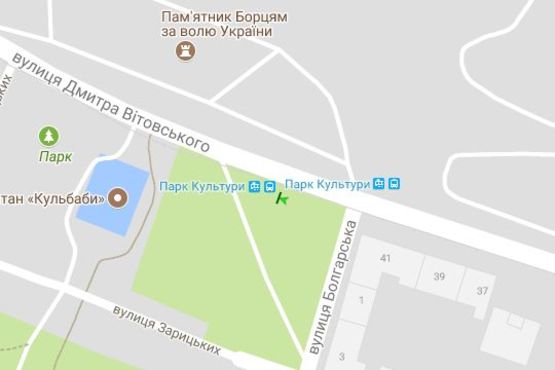 Схема рекламной плоскости по адресу Вітовського вул., парк Культури