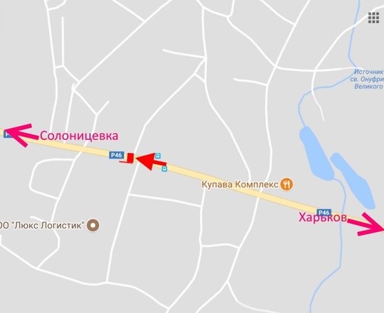 Схема рекламної площини за адресою пос. Подворки-возле завода Акваизол- в ст. Солоницевки