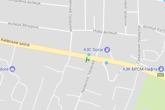 Схема рекламной плоскости по адресу Ленінградське шосе (Київське шосе) - Чапаєва пров.